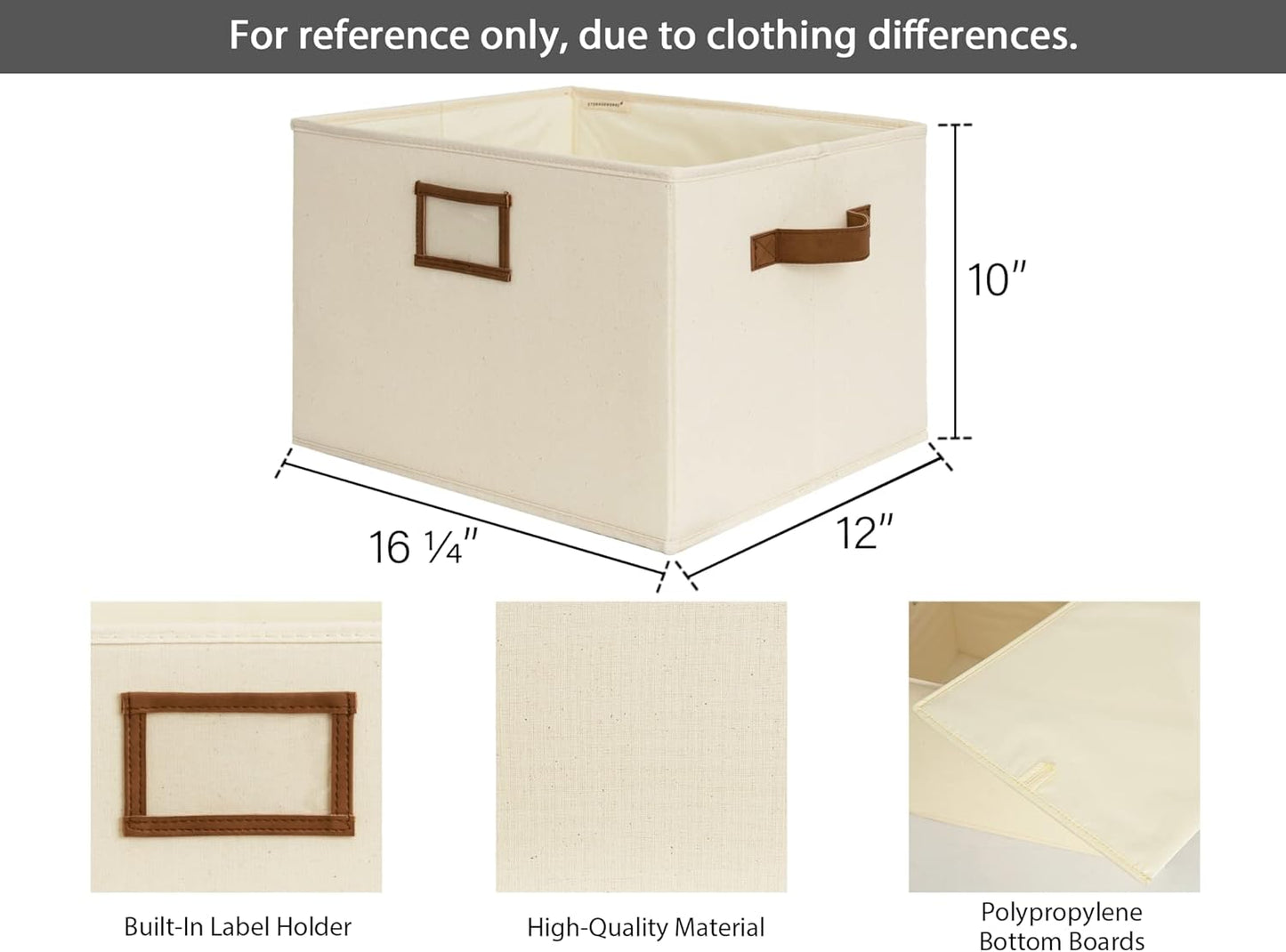 StorageWorks Storage Baskets for Shelves, Foldable Fabric Closet Storage Bins with PU Handles