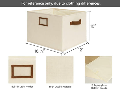 StorageWorks Storage Baskets for Shelves, Foldable Fabric Closet Storage Bins with PU Handles