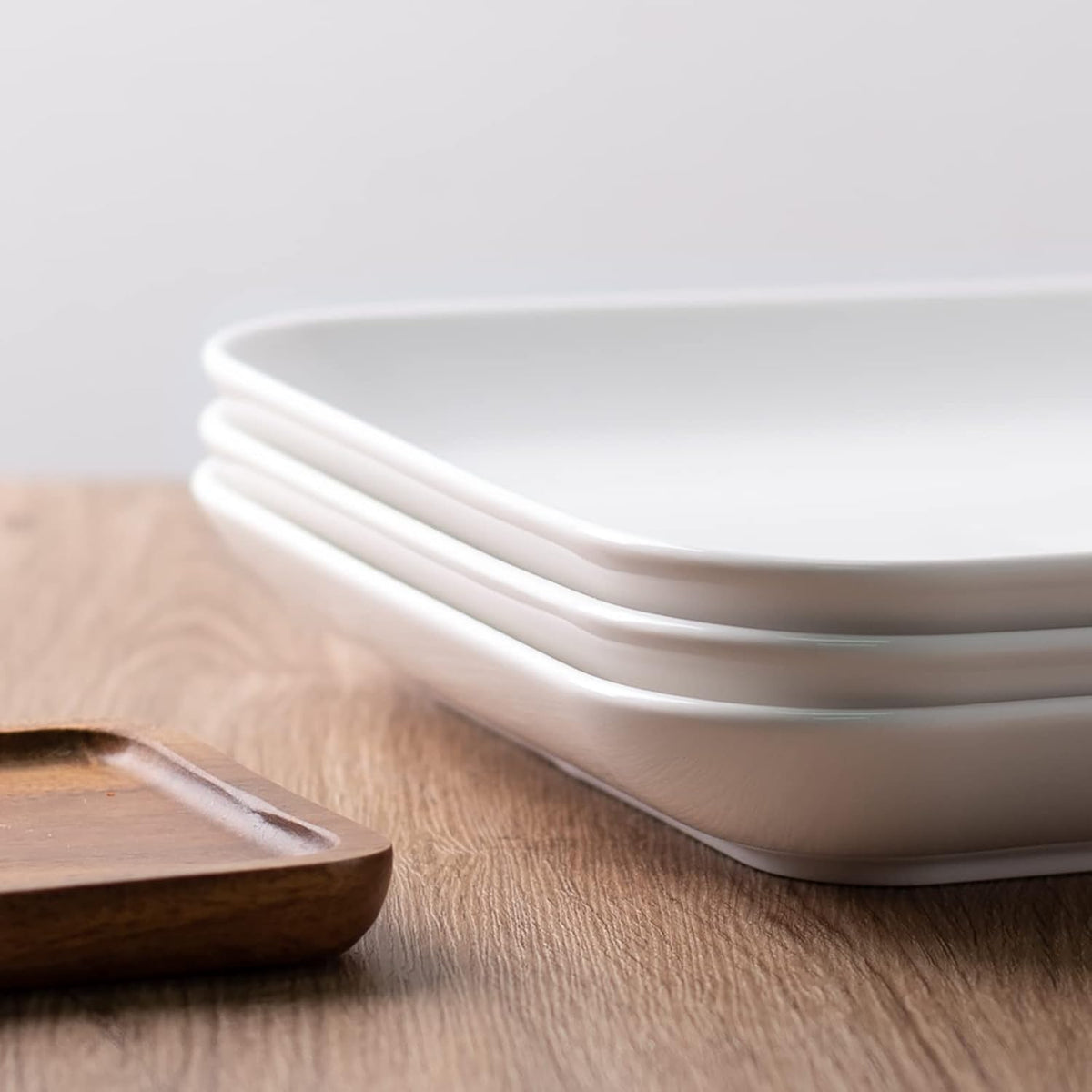 DELLING Large Serving Platter Set 12in White Rectangular Serving Plates/Salad Dish - Big Serving