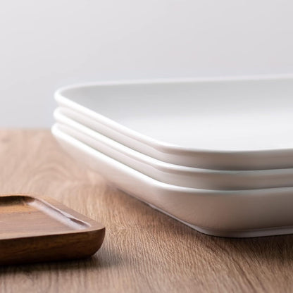 DELLING Large Serving Platter Set 12in White Rectangular Serving Plates/Salad Dish - Big Serving