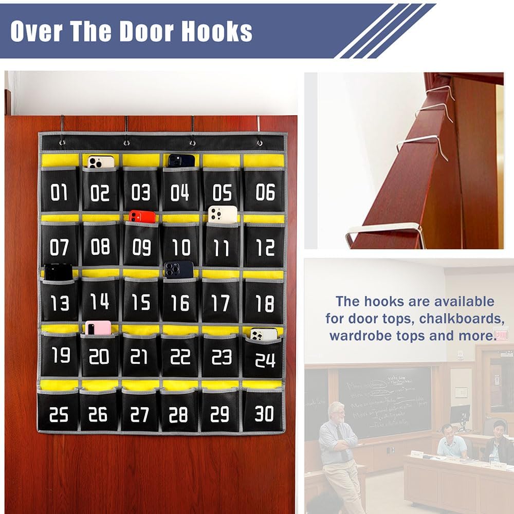 Loghot Classroom Accessories Closet Pocket Chart for Cell Phones Holder Wall Door Hanging Organizer