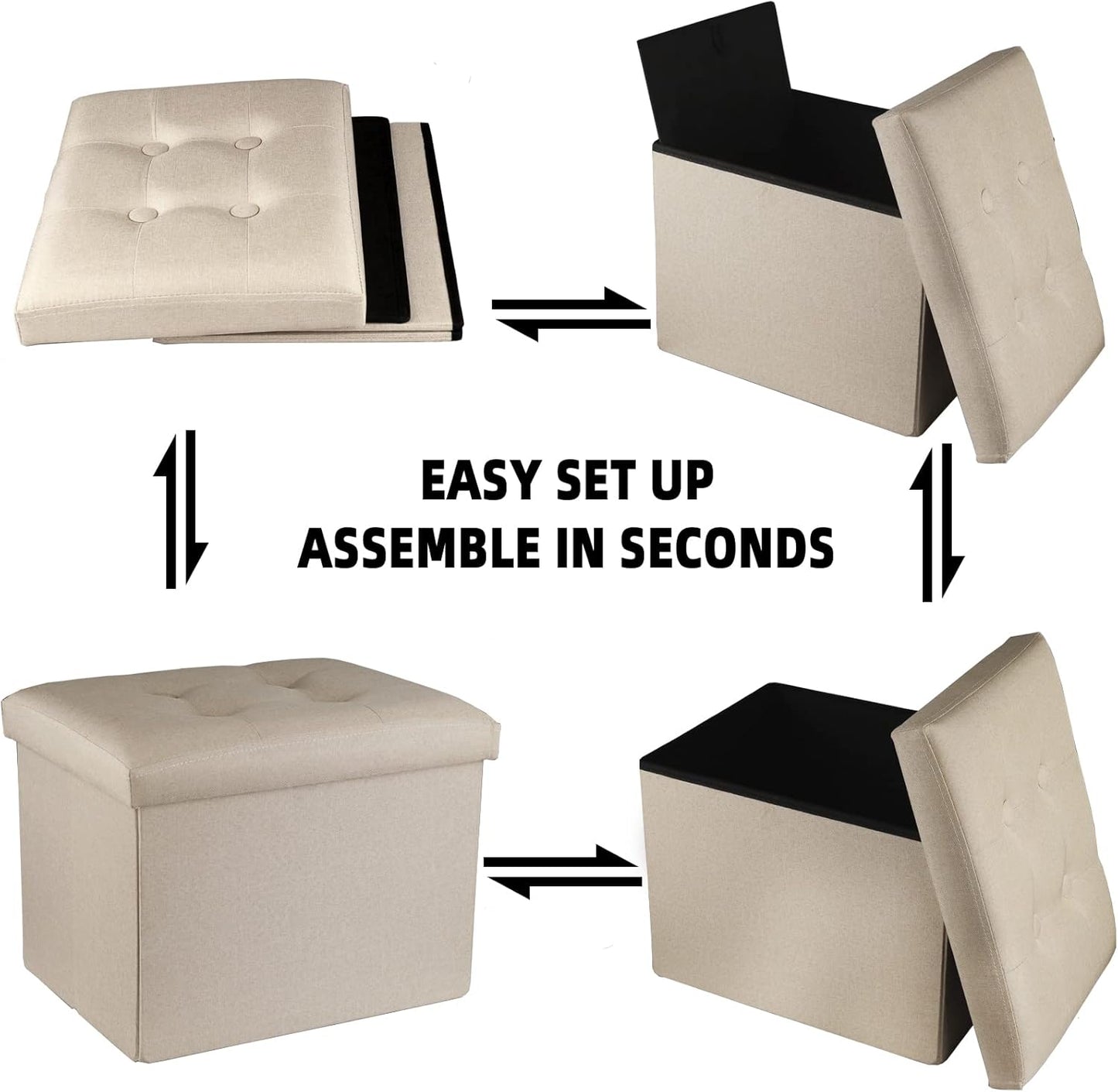 ALASDO Storage Ottoman Footrest Stool Small Ottoman with Storage Foldable Ottoman Foot Rest