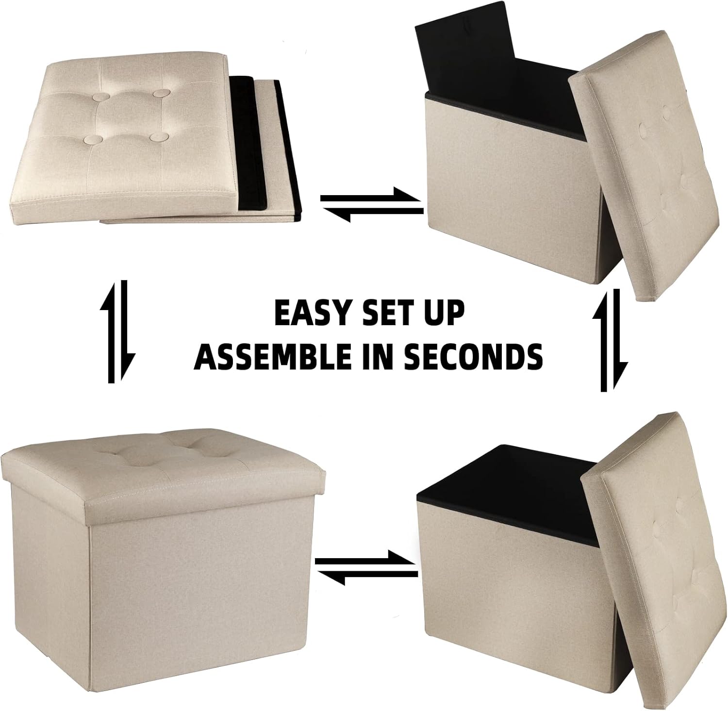 ALASDO Storage Ottoman Footrest Stool Small Ottoman with Storage Foldable Ottoman Foot Rest