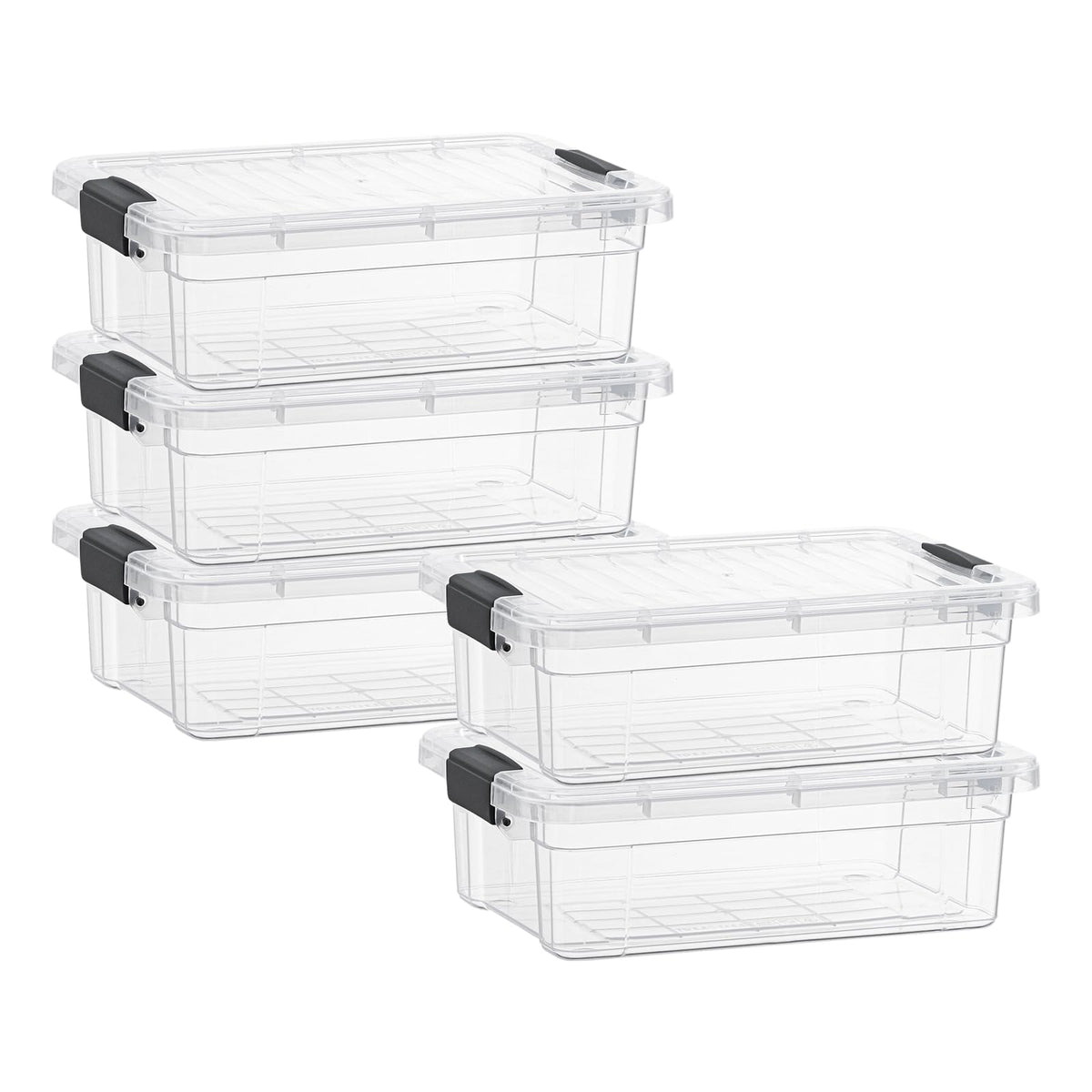 Superio Clear Storage Boxes with Lids, 2.5 Quart Plastic Container Bins for Organizing, Stackable