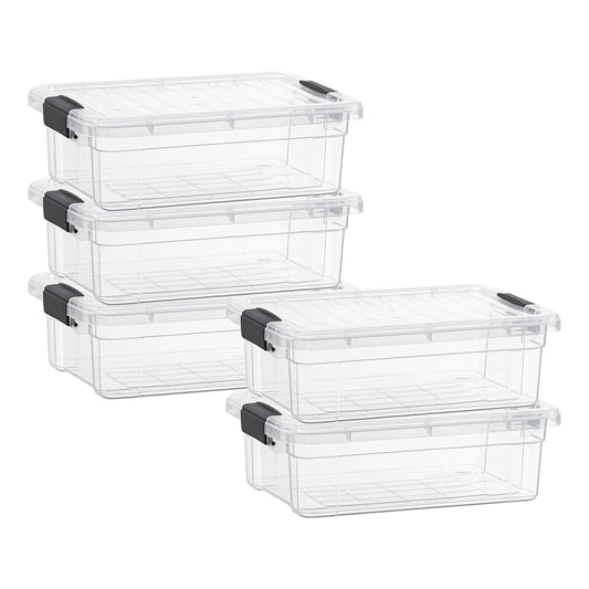 Superio Clear Storage Boxes with Lids, 2.5 Quart Plastic Container Bins for Organizing, Stackable