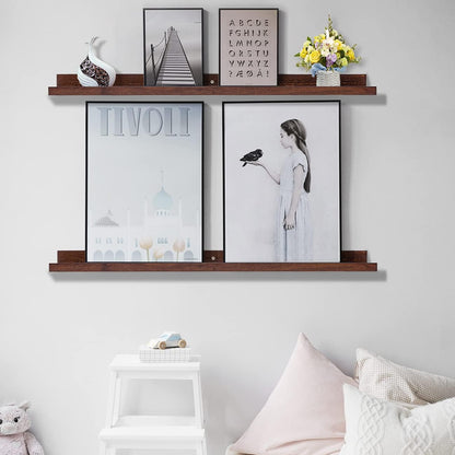 AZSKY 48 Inch Long Floating Shelves for Wall Large Picture Ledge Walnut Photo Ledge Wall Shelf