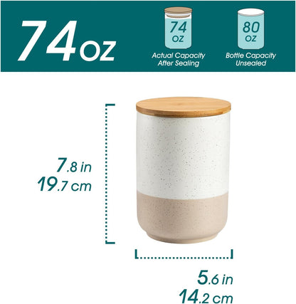 vancasso Sabine Large Ceramic Canister Set with Airtight Wood Lids - 2-Piece Kitchen Food Storage
