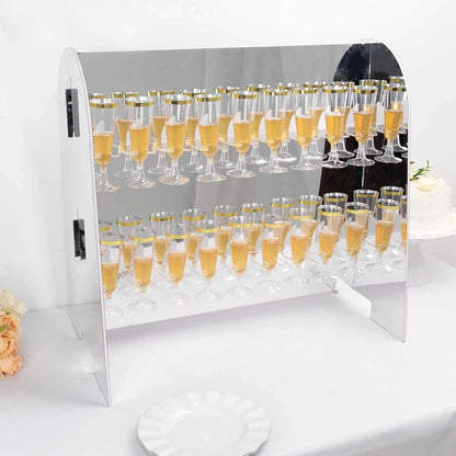 Tableclothsfactory Silver Mirror Finish 2-Tier Wine Glass Stemware Rack, 18 Champagne Flute Holder