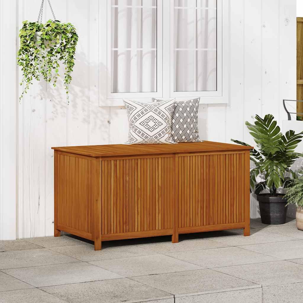 vidaXL Wooden Outdoor Storage Box with Gas-Lift Lid – Patio Deck Chest with Zippered Waterproof Bag