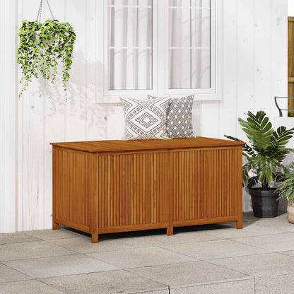 vidaXL Wooden Outdoor Storage Box with Gas-Lift Lid – Patio Deck Chest with Zippered Waterproof Bag