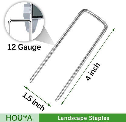 200 Pack Landscape Staples 4 Inch 12 Gauge Garden Stakes Galvanized Garden Staples Ground Pins