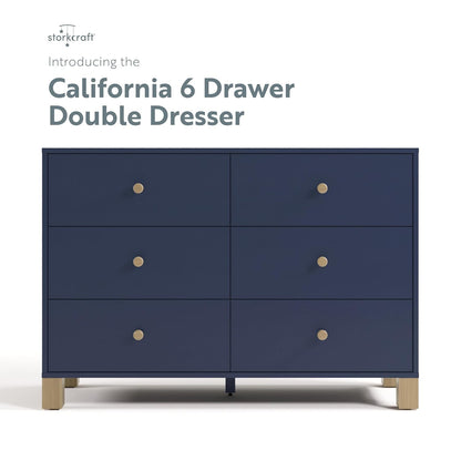 Storkcraft California 6 Drawer Double Dresser (Midnight Blue with Driftwood) – GREENGUARD Gold