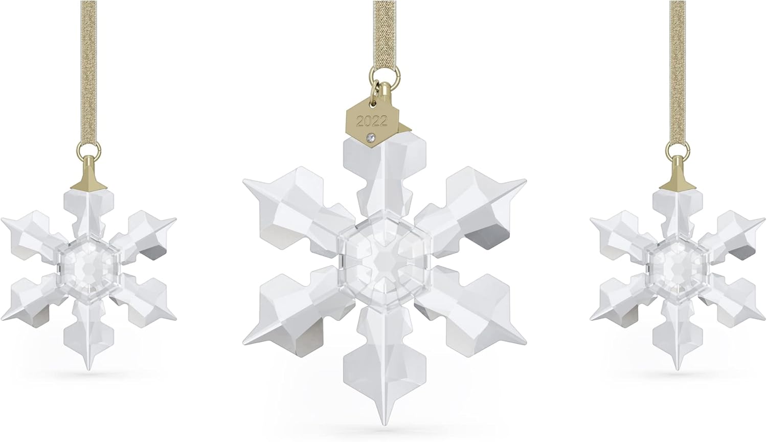 Swarovski Annual Edition Set of Snowflake Ornaments, White Swarovski Crystals, Part of the