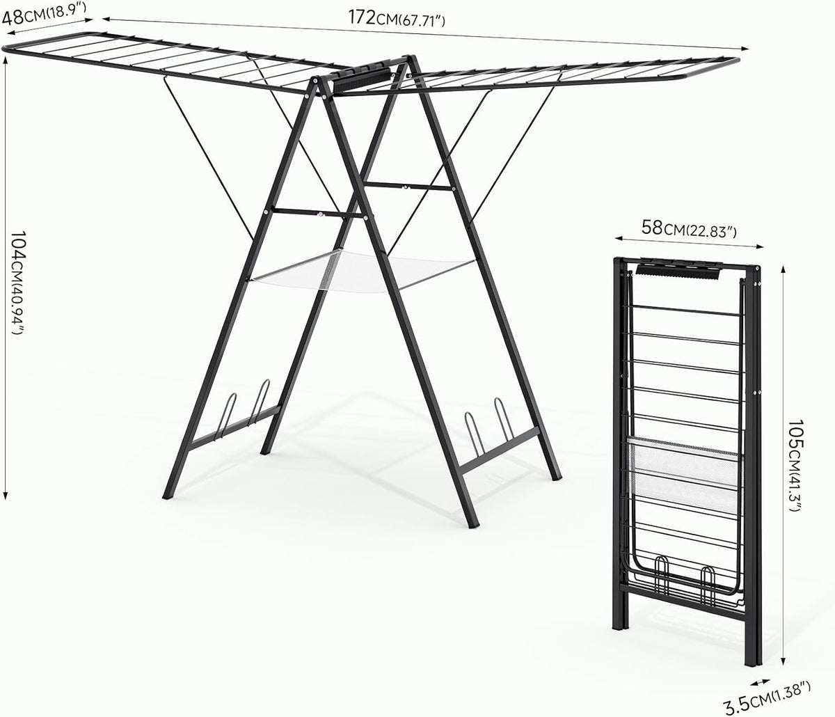 APEXCHASER Foldable Clothes Drying Rack, Metal Laundry Drying Rack Collapsible, Ultra Thin Clothes