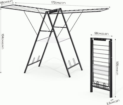 APEXCHASER Foldable Clothes Drying Rack, Metal Laundry Drying Rack Collapsible, Ultra Thin Clothes