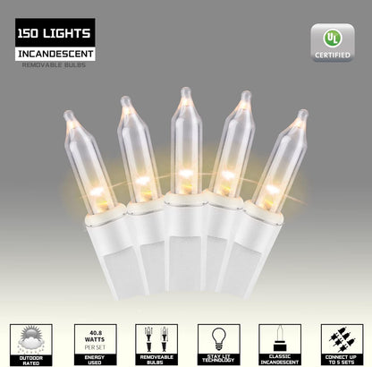 150LIGHTS WARM WHITE Extra-Bright With End Connectors Christmas Decorative Lights 9.72m UL