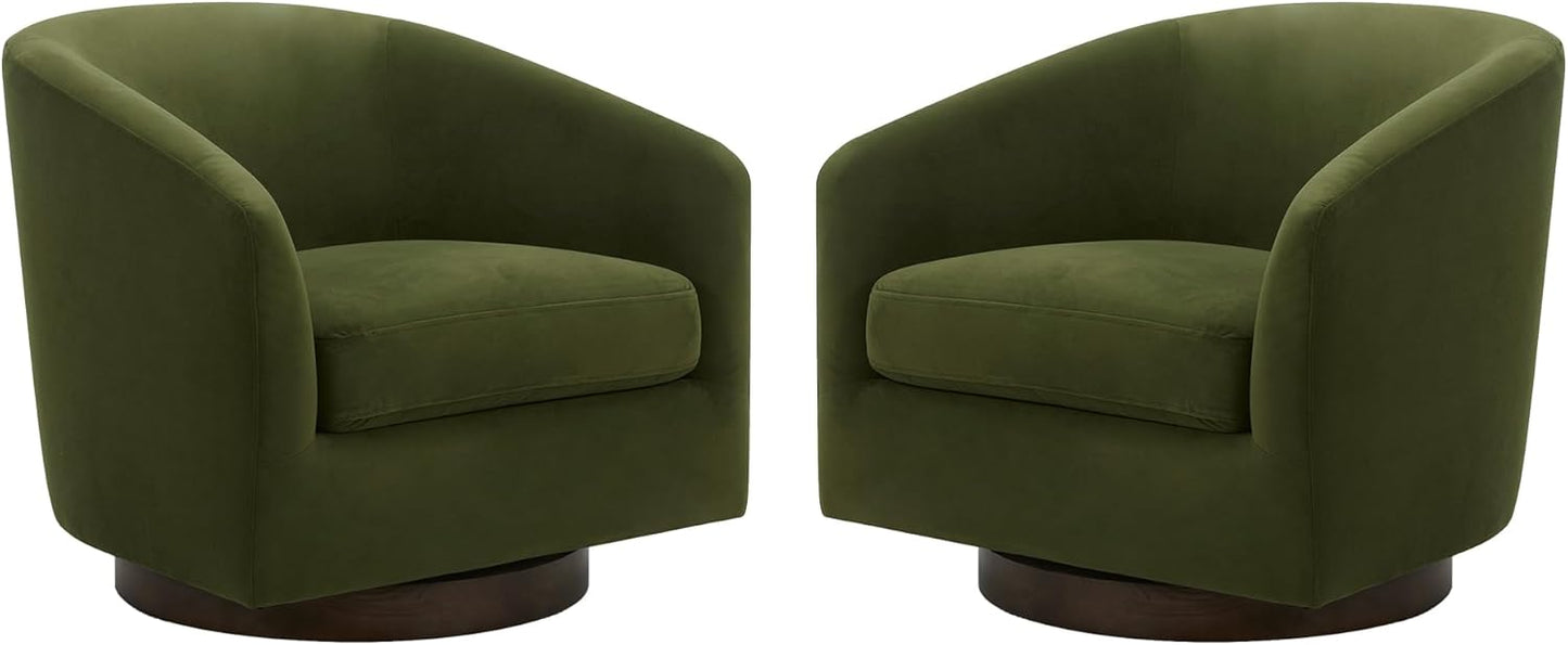 CHITA Swivel Accent Chair, FSC Certified Upholstered Velvet Barrel Chair for Living Room Set of 2