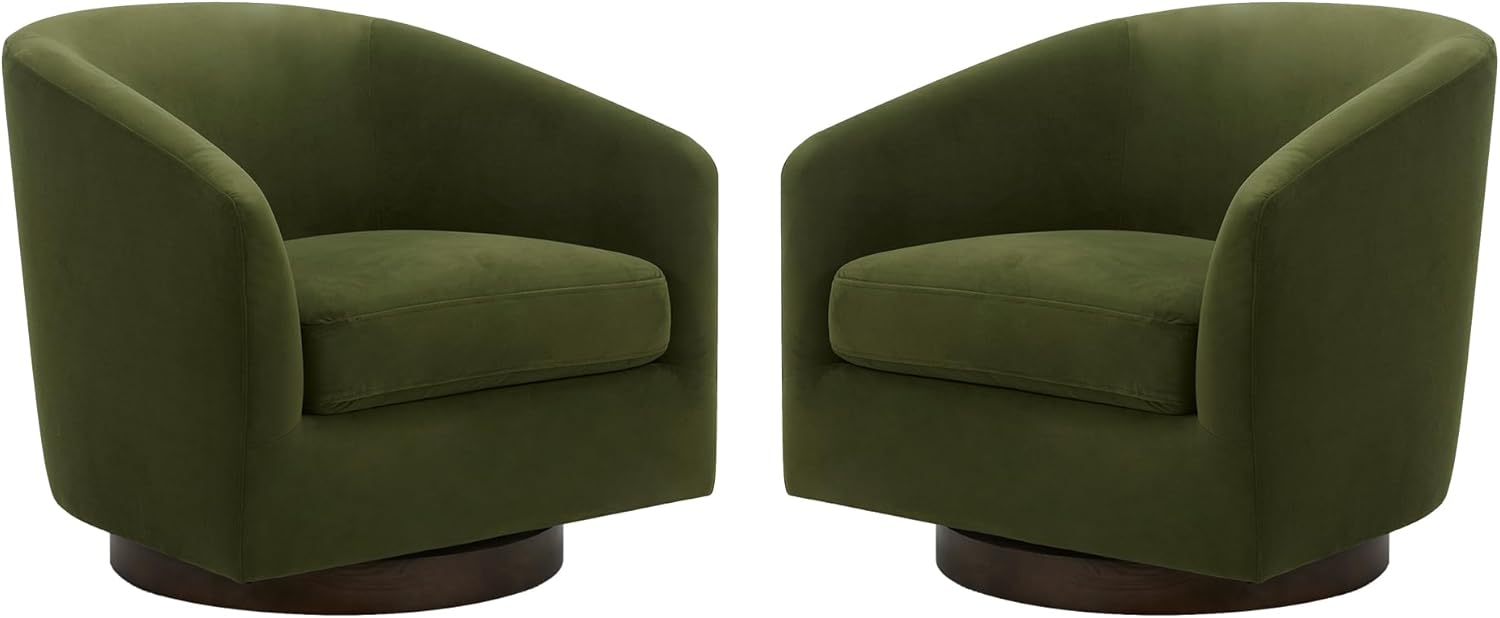 CHITA Swivel Accent Chair, FSC Certified Upholstered Velvet Barrel Chair for Living Room Set of 2