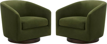 CHITA Swivel Accent Chair, FSC Certified Upholstered Velvet Barrel Chair for Living Room Set of 2