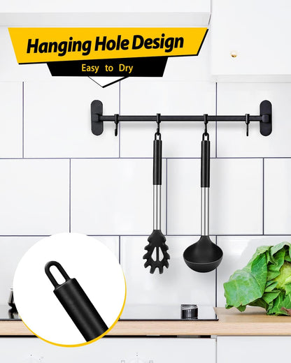 Silicone Pasta Fork and Ladle Spoon Set, Large Non Stick Kitchen Utensils for
