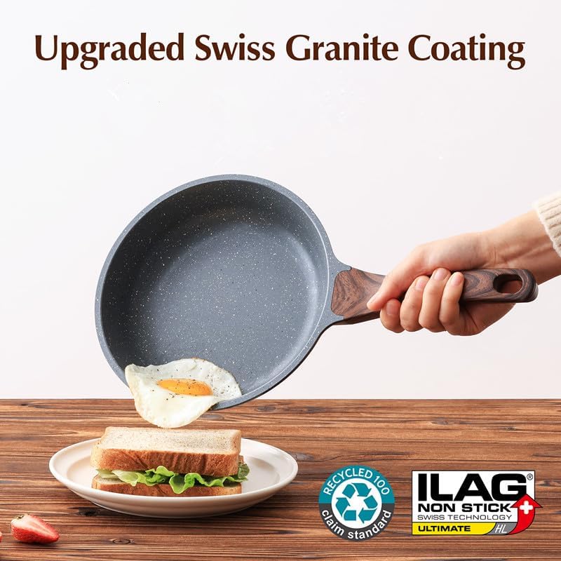 SENSARTE Nonstick Frying Pan Skillet with Lid, Omelet Pan with Cover, Healthy Egg Pan Chef's Pan