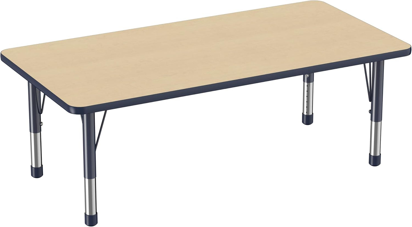 FDP Rectangle Activity School and Classroom Kids Table (30 x 60 inch), Toddler Legs, Adjustable