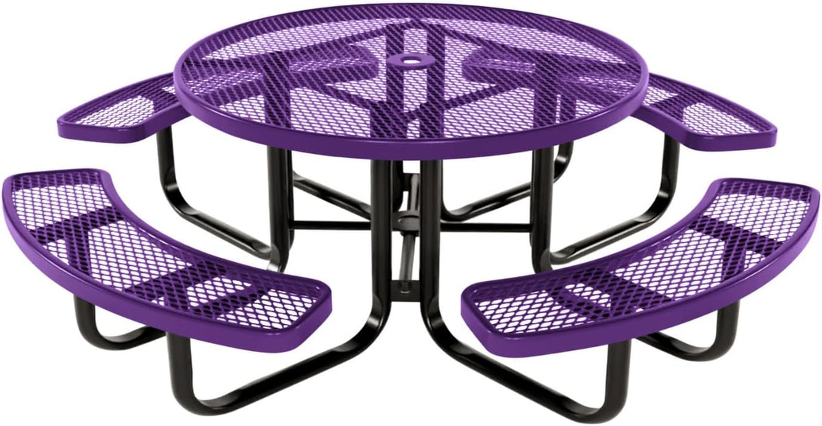 Coated Outdoor Furniture Heavy-Duty Portable Outdoor Kids Table with Umbrella Hole, Expanded Metal
