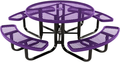 Coated Outdoor Furniture Heavy-Duty Portable Outdoor Kids Table with Umbrella Hole, Expanded Metal