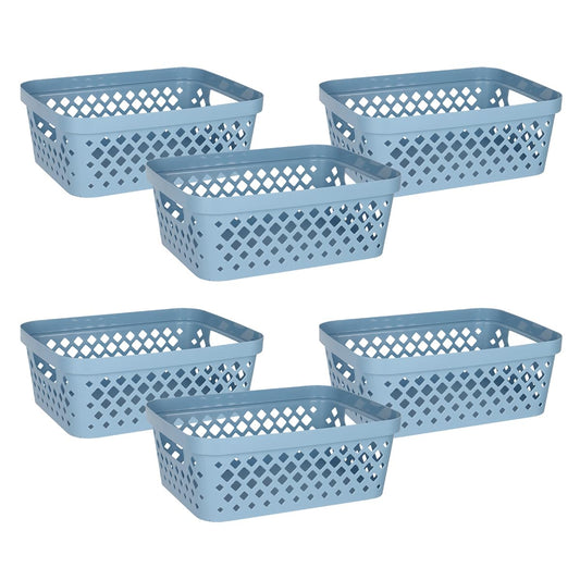 Glad Plastic Storage Basket Set, Value Pack of 6 | Open Storage Bins for Shelves, Bathroom, Pantry