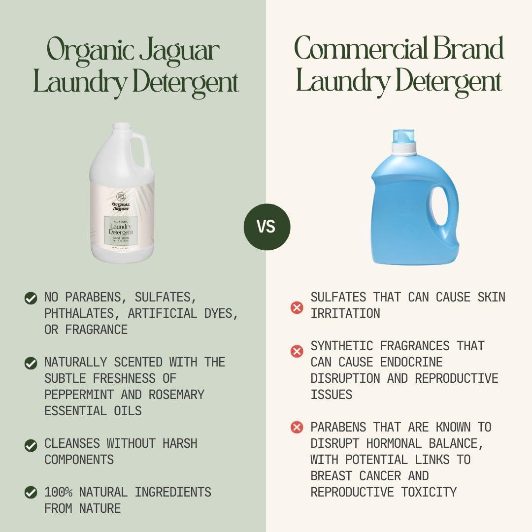 Laundry Detergent, Spring Breeze, Up to 64 Loads, 100% Natural Formula with Essential Oils, Gentle