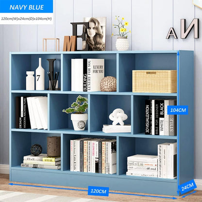 IOTXY Open Shelf Low Bookcase - Wooden 3-Tier Floor Standing Display Cabinet Organizer with Base