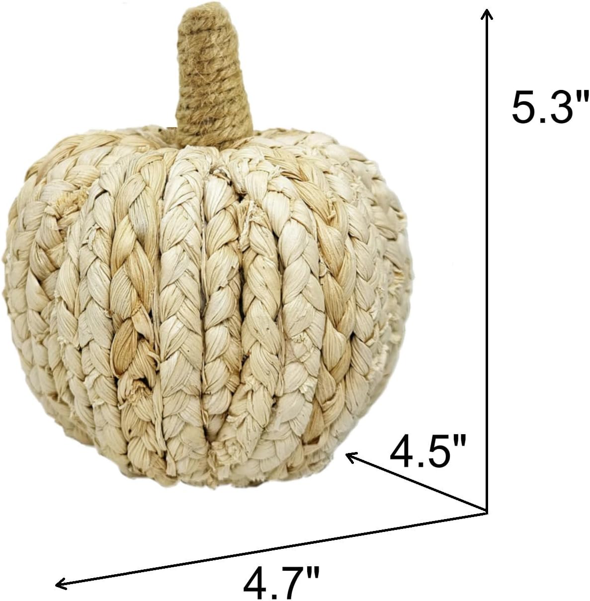 naturevibe 5.3 Inches Braided Cornhusk Pumpkin Decor Set of 4 as Centerpieces for Tables,Natural