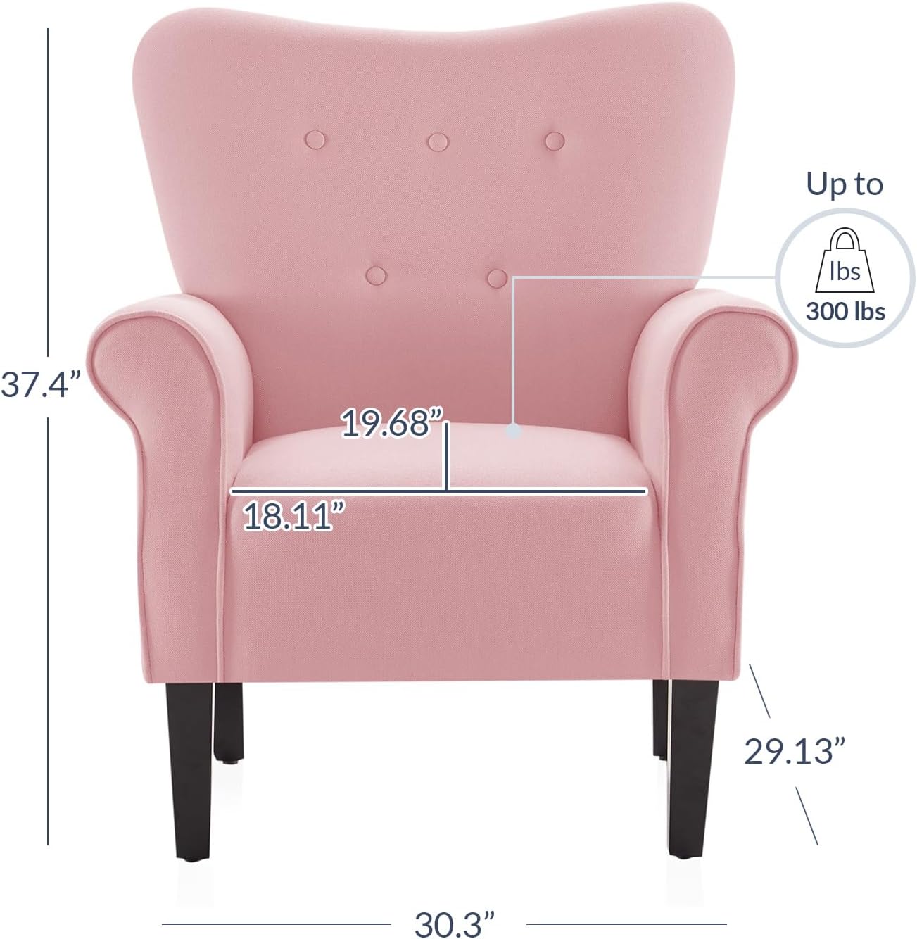 BELLEZE Modern Accent Chair for Living Room, High Back Armchair with Wooden Legs, Upholstered