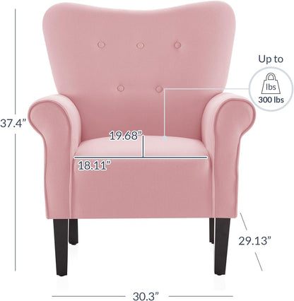 BELLEZE Modern Accent Chair for Living Room, High Back Armchair with Wooden Legs, Upholstered