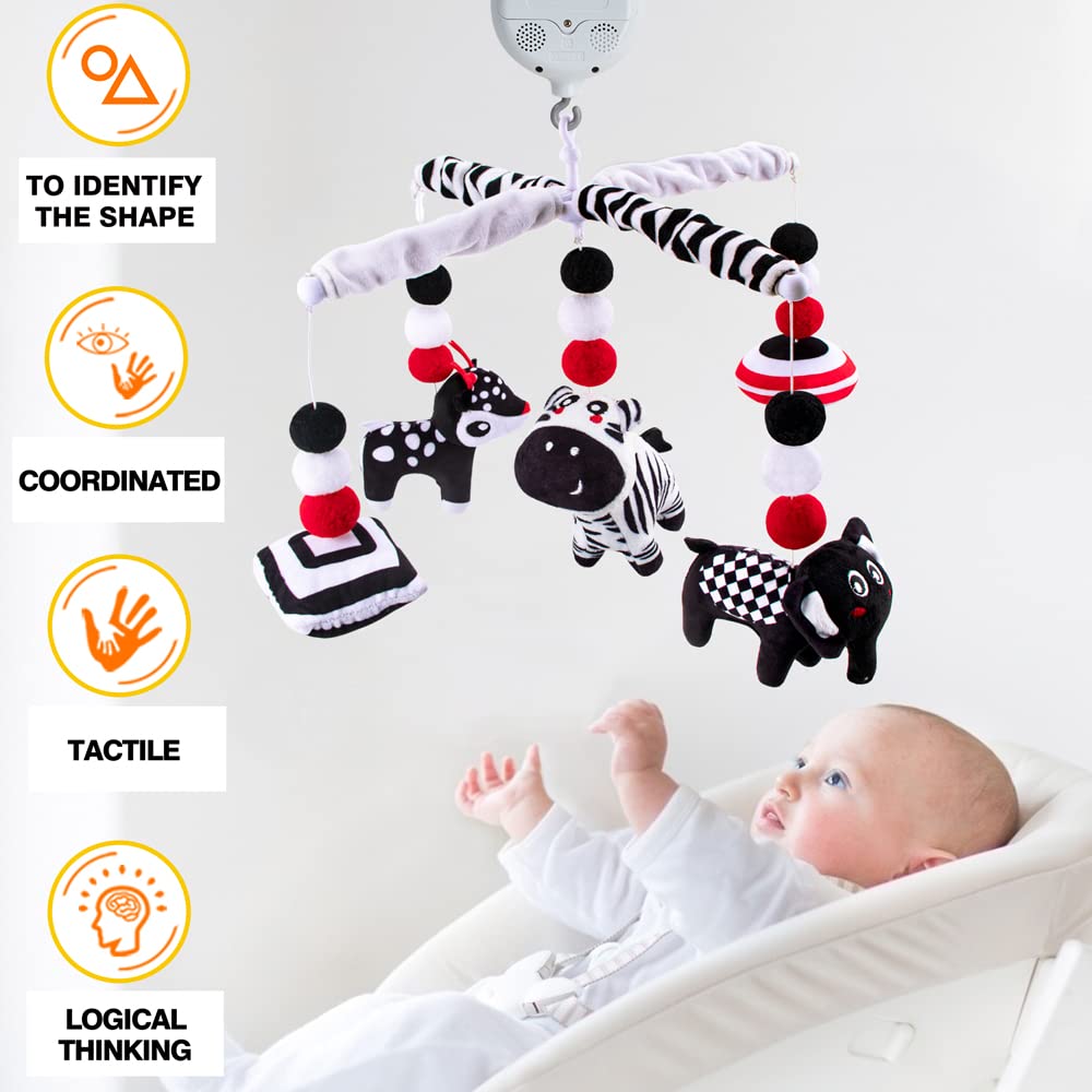 teytoy My First Baby Crib Mobile, Black and White Baby Mobile for Crib, High Contrast Mobile Toy