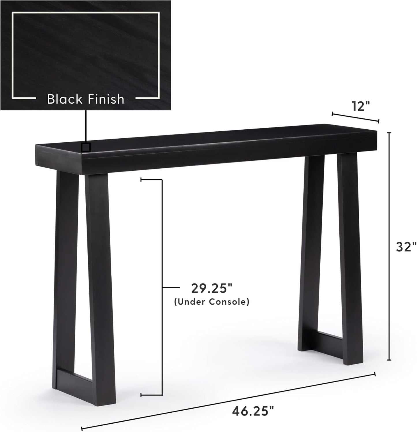 Plank+Beam Solid Wood Console Table, 46.25 Inch, Sofa Table, Narrow Entryway Table for Hallway