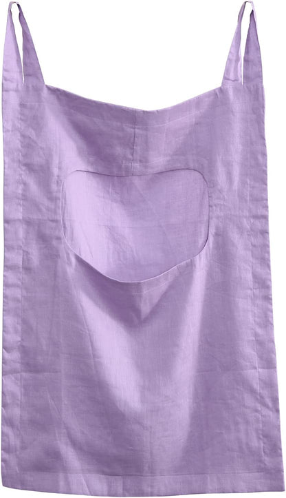 Amazhiyu 100% Linen Door Hanging Laundry Hamper Bag, 19x27 Inches Lilac