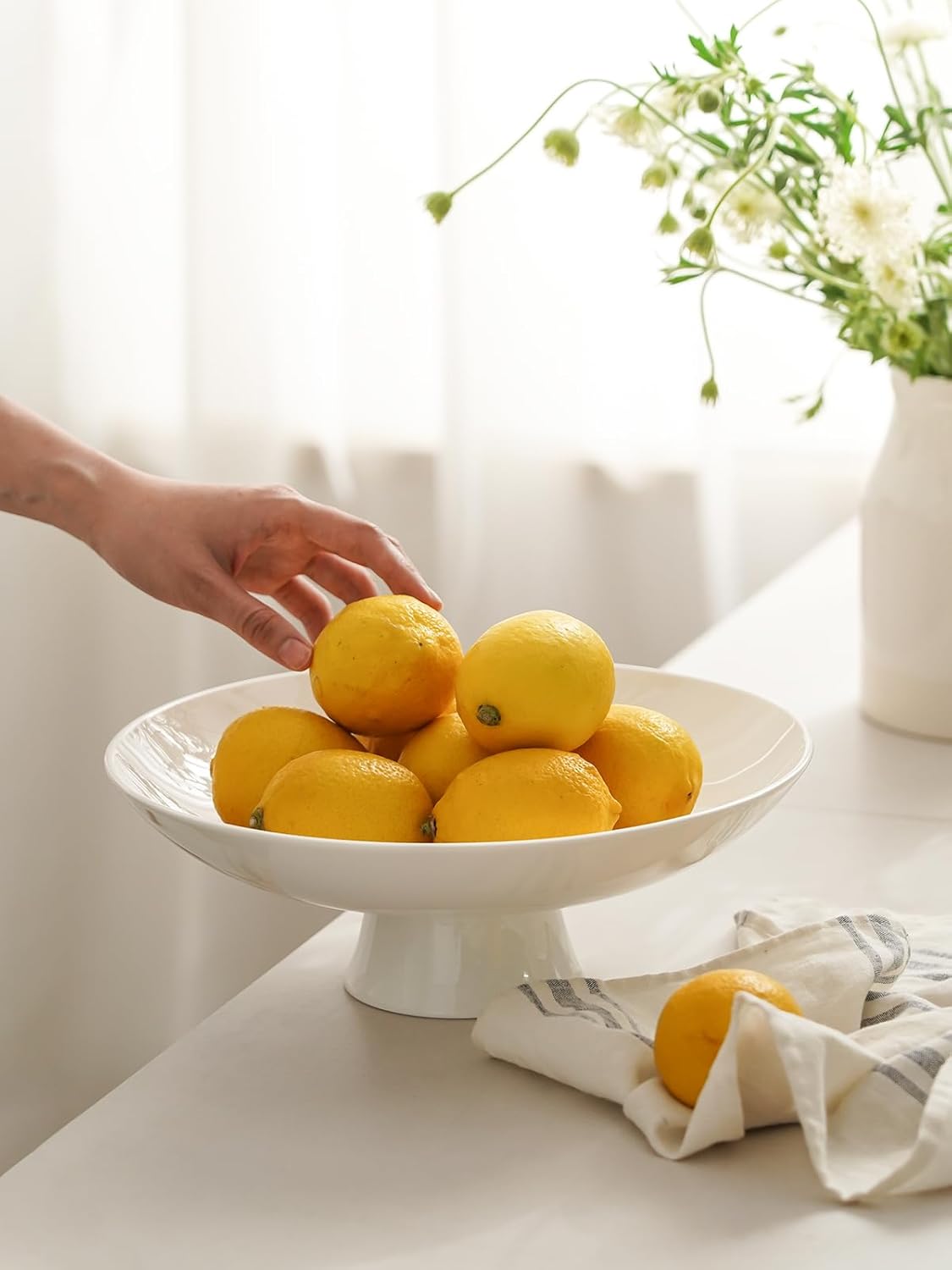Kanwone Large Fruit Bowl for Kitchen Counter - Decorative Bowls for Home Décor - Ceramic Fruit
