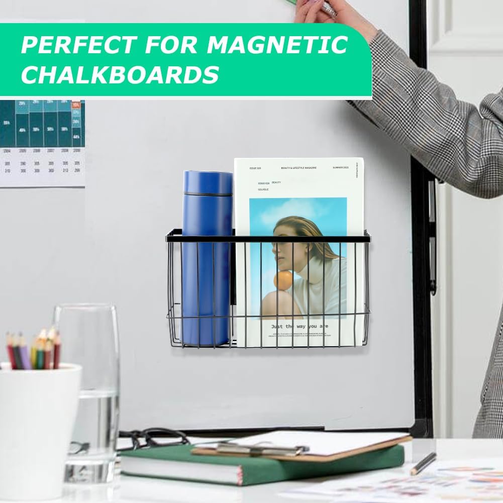 Magnetic Storage Basket Organizer for Fridge & Kitchen, 11lb Capacity Essentials Holder, No Tools