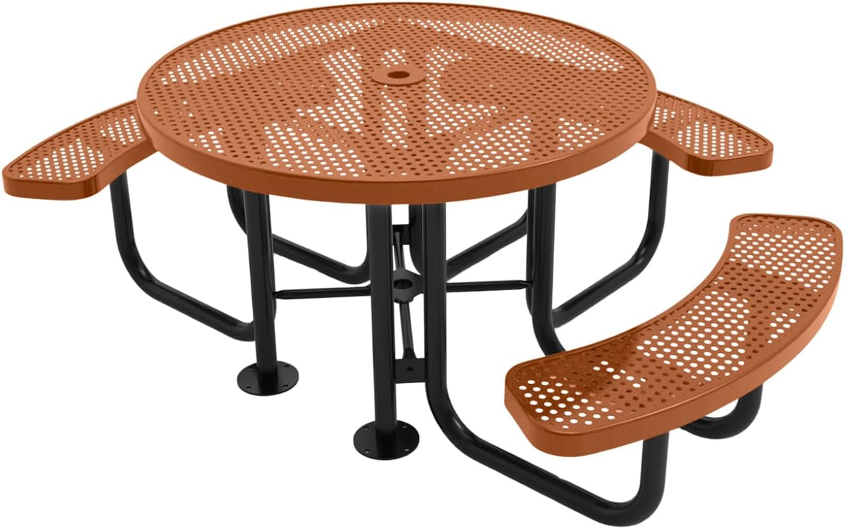 Heavy-Duty Portable Outdoor Picnic Table with Umbrella Hole, Punched Steel Patio Dining Furniture