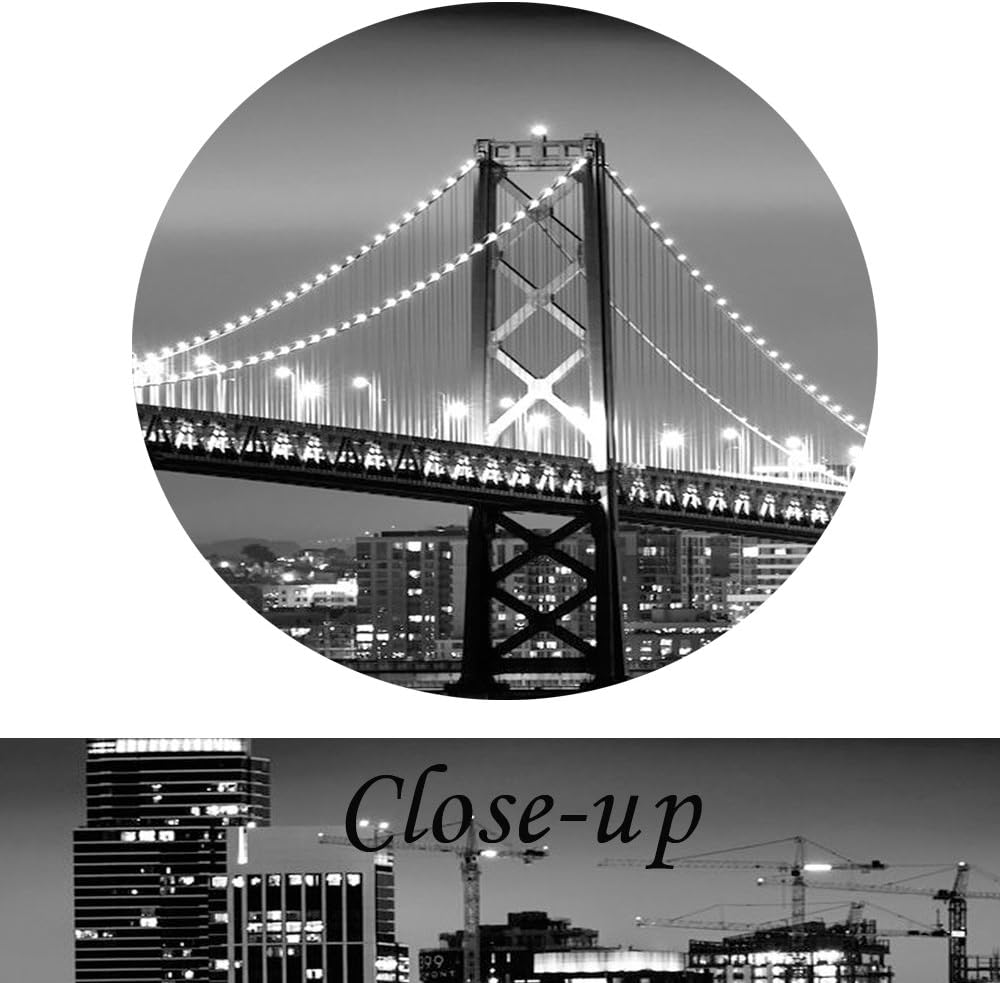 KREATIVE ARTS - San Francisco Bay at Night in Black and White Bridge 3 Panels Modern Landscape