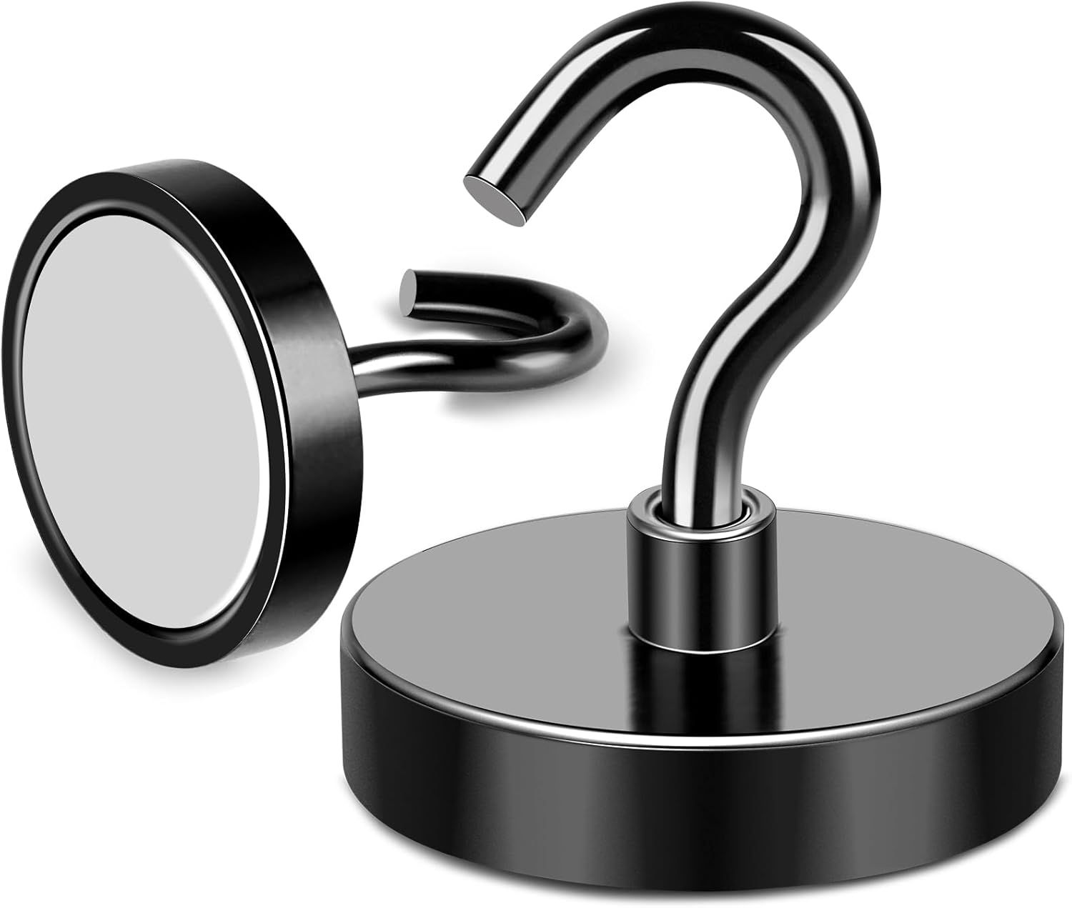 MIKEDE Black Magnetic Hooks Heavy Duty, 150LB+ Strong Neodymium Magnets for Refrigerator, Magnetic