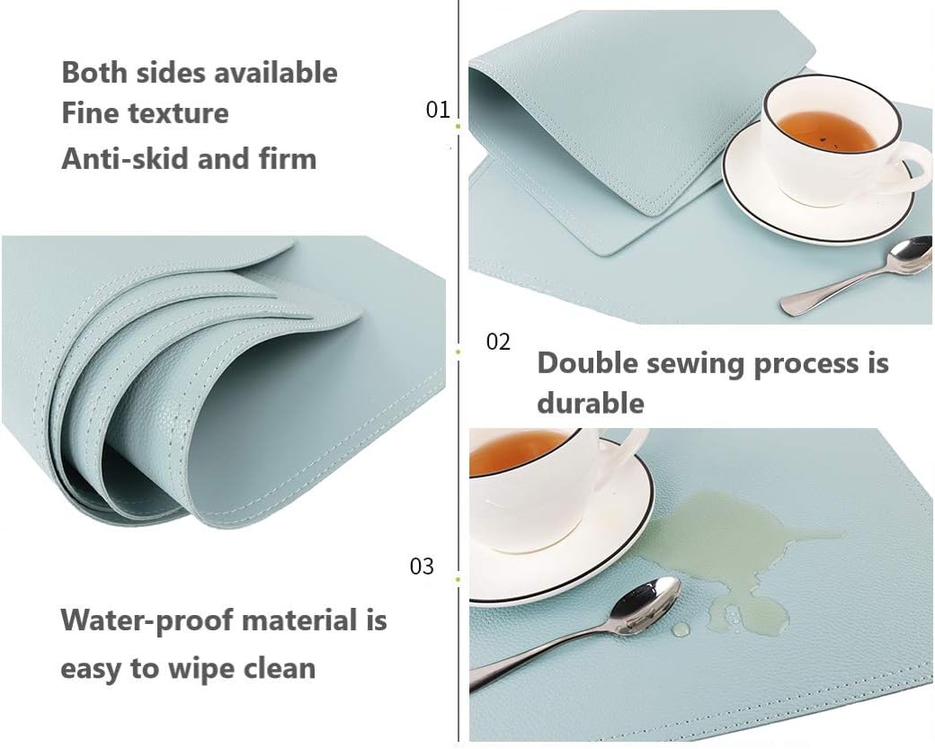 Faux Leather Placemats, PU Table Mats, Set of 4, Waterproof, Stain Resistant, Heat Resistant