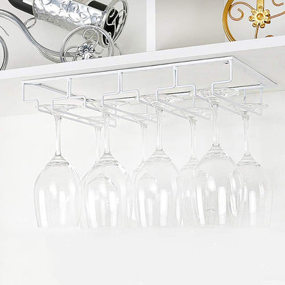 Wine Glass Rack - Under Cabinet Stemware Wine Glass Holder Glasses Storage Hanger 2 Pack Metal