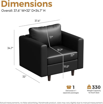 Faux Leather Oversized Accent Chair with Storage Deep Seat Single Sofa Large Reading Armchair for