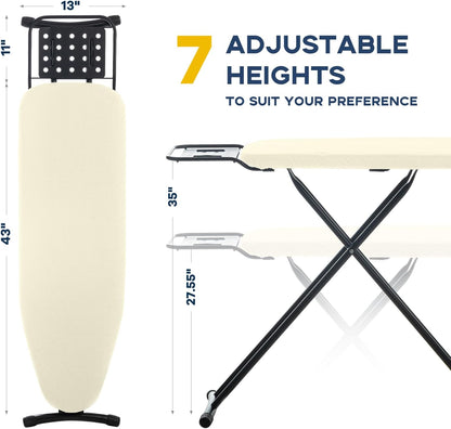 Ironing Board Full Size, RAINHOL Compact Iron Board with Iron Rest, Heat Resistant Cover with Ultra