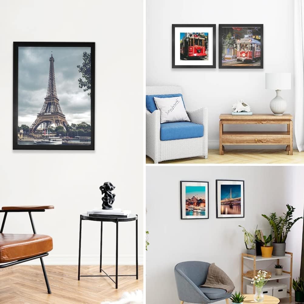 8x10 Picture Frame Set of 6, Display Pictures 5x7 with Mat or 8x10 Without Mat for Wall Mounting or