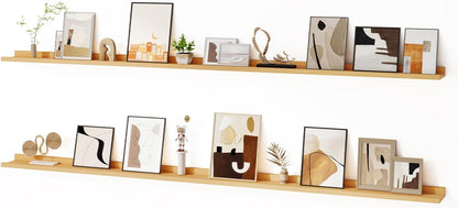 Floating Picture Ledge Shelves for Wall Set of 2, 84 Inches Picture Ledge Shelf with Long Large