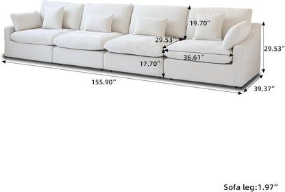 JACH Sectional Couches for Living Room, 4 Seater Cloud Sectional Couch with Deep Seat, Down Filled