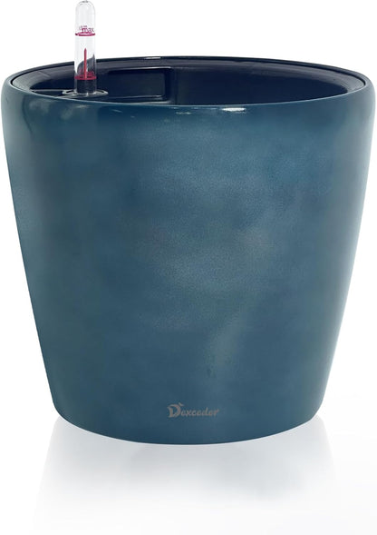 Dexceder 11x10 Inches Self Watering Planter Indoor Outdoor, Inner Pot Design, Thickened Table
